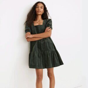 Madewell Corduroy Aidy Square-Neck Tiered Mini Dress